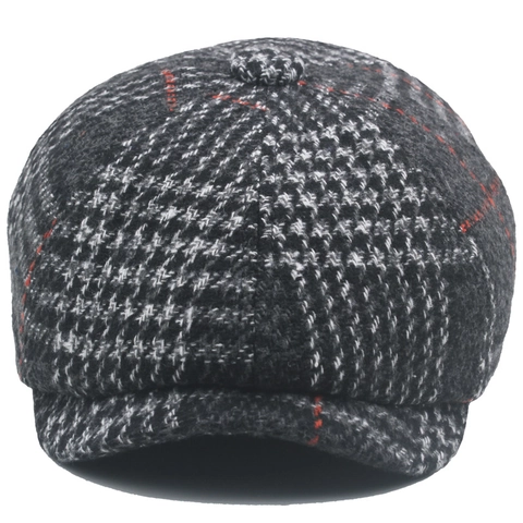 Berretto Da Strillone Da Uomo Misto Lana Tweed British Retro Spina Di Pesce Coppoppola Caldo Inverno Regolabile