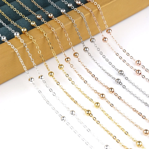 Copper Satellite Chain Bead Cross Chain Electroplated Metal Beads Link Chain For DIY Jewelry Making Necklaces Making Supplies