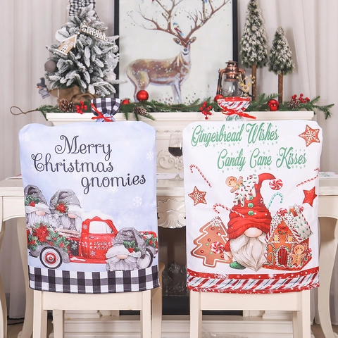 Weihnachtswichtel Sackleinen Stuhlhusse Für Esszimmer Lebkuchenmann Roter Truck Festive Küche Stuhlschutz Dekor