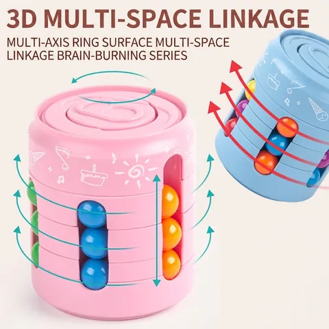 Rotating Magic Bean Magic Cube Fidget Spinner Cylindrical Stress Relief Sensory Toy Educational Plastic Colorful Beads Puzzle