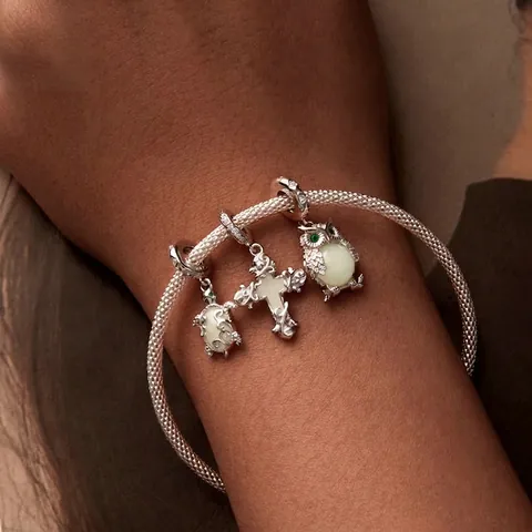 Ciondolo Charm Tartaruga Marina in Argento Sterling 925 Per Bracciale Fai Da Te Gioielli Zirconia Perla Animale