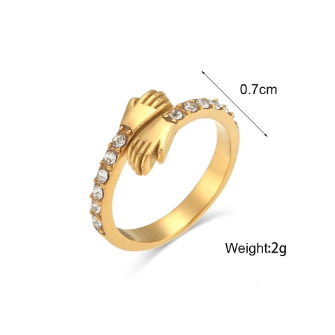 Hugging Hands Ring Edelstahl Zirkon Verstellbar Offenes Band Eleganter Modeschmuck Für Damen