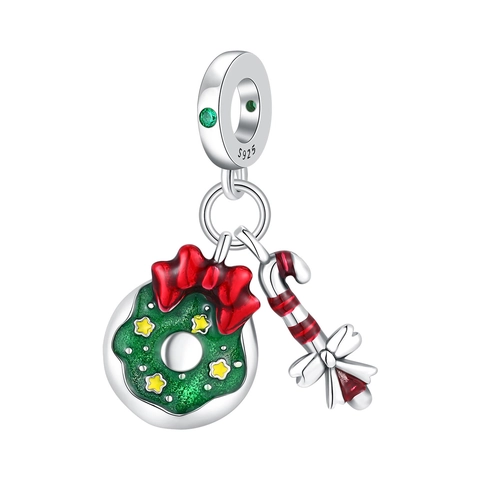Alloy Enamel Christmas Charm Pendant Christmas Bell Wreath Candy Cane Art Palette Brush Balloon Dog Jewelry DIY Findings