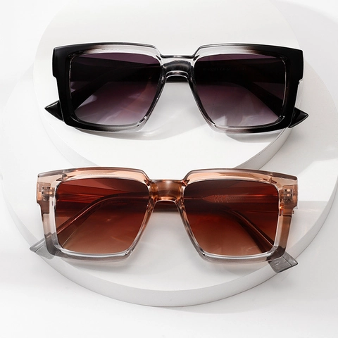 Square Large Frame Sunglasses For Men Women UV400 Protection PC Lens Plastic Metal Frame With Metal Arrow Hinge