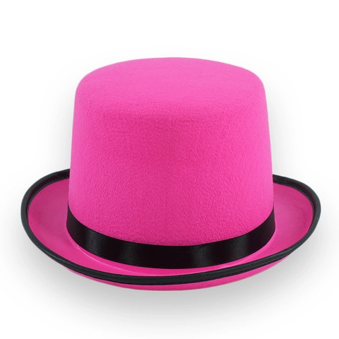 Vintage Magische Hoge Hoed Polyester Vilt Hoog Model Podium Optreden Feest Kostuum Accessoire Roze Zwart