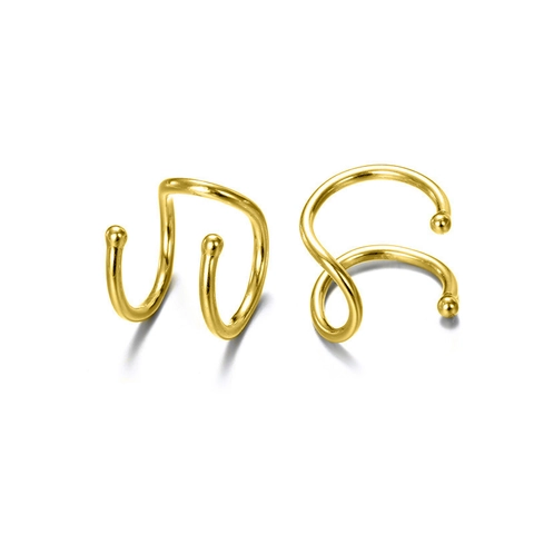Διπλό Σκουλαρίκι Ear Cuff Από Ανοξείδωτο Ατσάλι 316L Χωρίς Τρύπα Γεωμετρικά Σκουλαρίκια Clip On Για Γυναίκες Κοσμήματα
