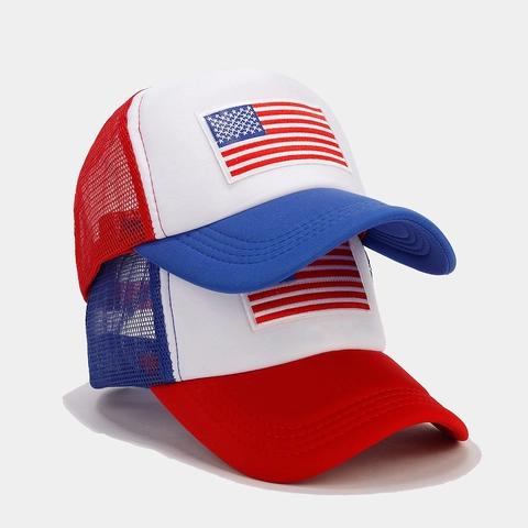 American Flag Trucker Hat Mesh Breathable Baseball Cap Adjustable Snapback Patriotic Outdoor Sun Hat For Men Women
