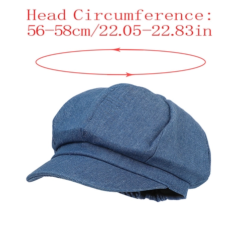 Denim Newsboy Cap Cotton Retro Octagonal Hat Adjustable Solid Color Casual Painter Hat For Women