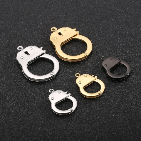 Handcuff Charm Pendants Stainless Steel Creative Connector Buckles For Necklace Bracelet Jewelry Making Punk Style