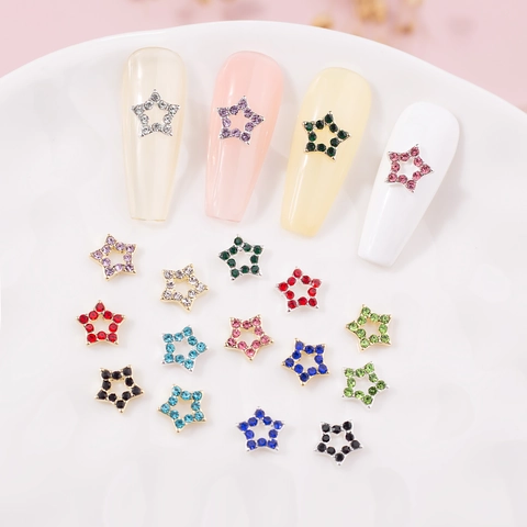 Ster Nagelkunst Charms Legering Hol 3D Pentagram Metaal Strasstenen Sieraden Decoratie Voor Manicure DIY Ontwerpen