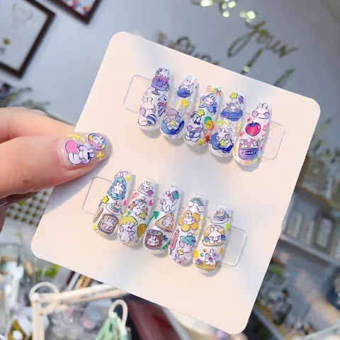 Nail Art Stickers 5D Embossed 3D Cartoon Rabbit Self Adhesive Japanese Style Manicure Decals DIY Decoration