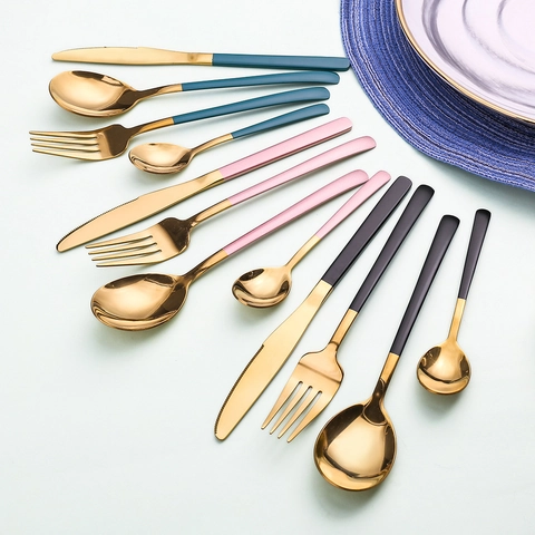 Posate Occidentali In Acciaio Inossidabile Lucidato A Specchio Coltello Forchetta Cucchiaio Stile Moderno Minimalista