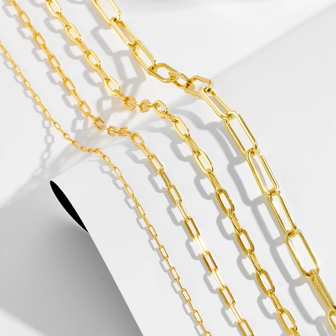 Minimalist 925 Sterling Silver Paperclip Link Chain Necklace For Women 18K Gold Plated Elegant Adjustable Necklace Jewelry