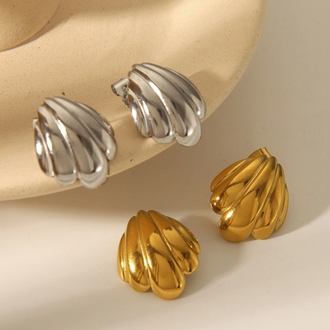 Jakobsmuschel Stecker Edelstahl 18K Vergoldet Ozean Stil Minimalistischer Modeschmuck Für Damen