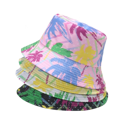 Tropischer Fischerhut Polyester Sonnenschutz Strand Outdoor Reise Sommerurlaub Lässiger Lebhafter Blumenstil