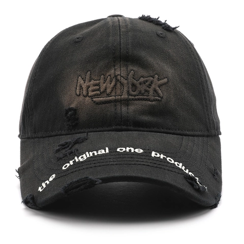 New York Embroidery Washed Cotton Baseball Cap Vintage Distressed Style Adjustable Outdoor Sun Shade Hat Unisex