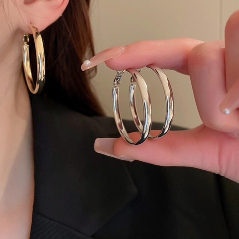 Minimalist Round Hoop Earrings 316 Stainless Steel Vacuum Plated Smooth Surface Elegant Fashion Jewelry For Women