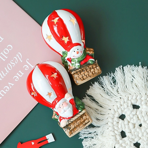 Figura Luminosa De Globo Aerostático De Navidad Dolomita Papá Noel Muñeco De Nieve Estrella Hueca Adorno De Escritorio
