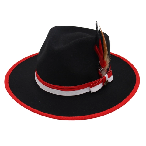 Cappello Fedora Stile Britannico Vintage Tesa Larga Feltro Di Cotone Con Decorazione Piuma Nastro Per Uomini Donne Jazz Elegante