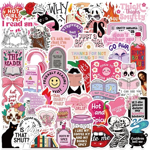Pink Waterproof PVC Stickers For Book Lovers Reading Themes Spicy Book Club Decor For Laptop Water Bottle Guitar Scrapbooking