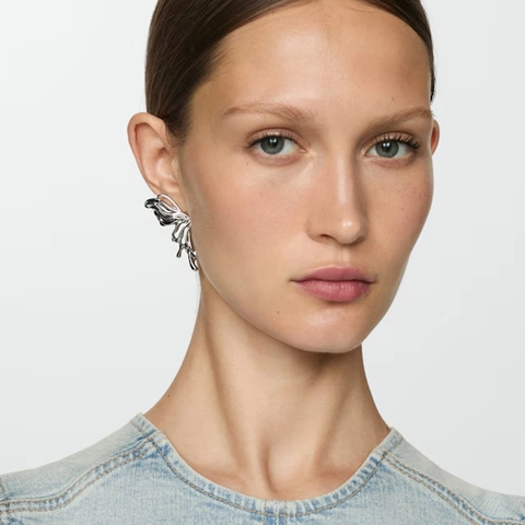 3D Schmetterlingsflügel Ohrringe Edelstahl Flüssigmetall Ästhetik Unregelmäßig Gold Silber Punk Schmuck Für Damen