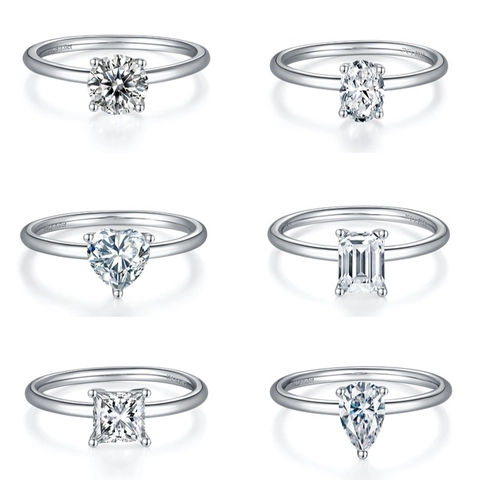 Moissanite Solitaire Ring 925 Sterling Silver Minimalist Wedding Engagement Versatile Jewelry For Women With Certificate