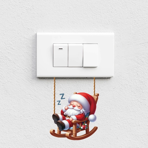 Pegatina De Pared De Papá Noel De Navidad PVC Autoadhesiva Dibujos Animados Papá Noel Durmiendo Calcomanía Interruptor Hogar