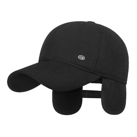 Men's Winter Warm Baseball Cap With Earflaps Fleece Lined Windproof Polyester Cotton Outdoor Casual Hat