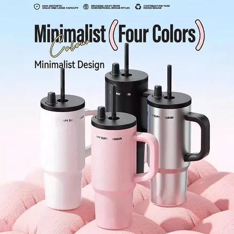 316 Stainless Steel Vacuum Insulated Tumbler With Straw And Handle Large Capacity Portable Car Water Bottle Travel Mug