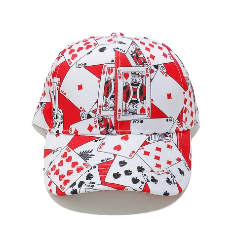 Casquette De Baseball À Imprimé Cartes À Jouer En Polyester Réglable Protection Solaire Style Punk Pour Hommes Femmes