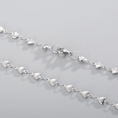 Stainless Steel Heart Link Necklace Titanium Steel Minimalist Fashion Trendy Heart Shaped Chain Jewelry For Women