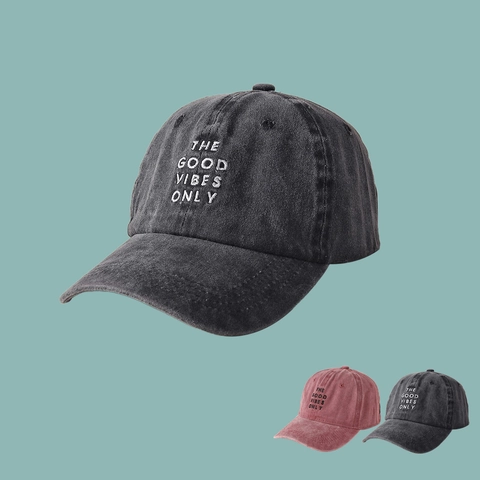 Berretto Da Baseball Cotone Lavato Ricamo The Good Vibes Only Regolabile Vintage Casual Cappello Sole Unisex