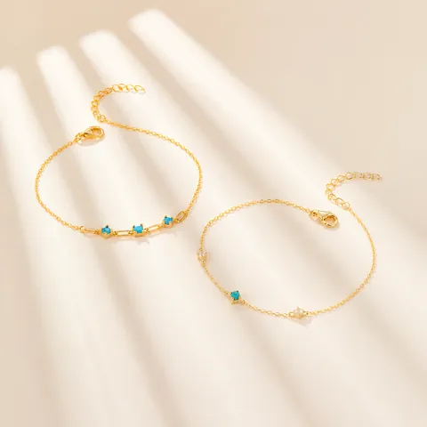Chic 925 Sterling Silver Bracelet With Turquoise Stone And Zircon Accents Dainty Chain Jewelry For Women