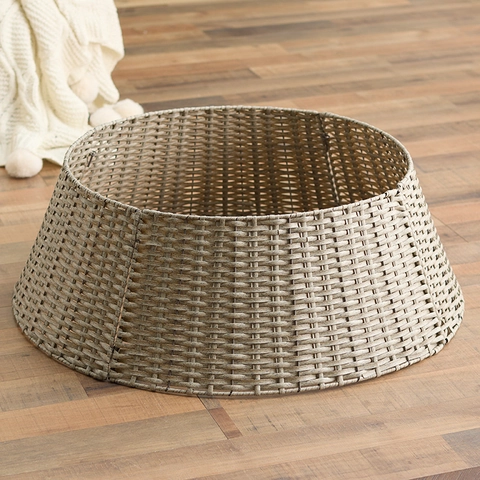 Collier De Sapin De Noël En Rotin Tressé Jupe De Sapin Couvercle De Base Décoratif Pour La Décoration Intérieure De La Maison