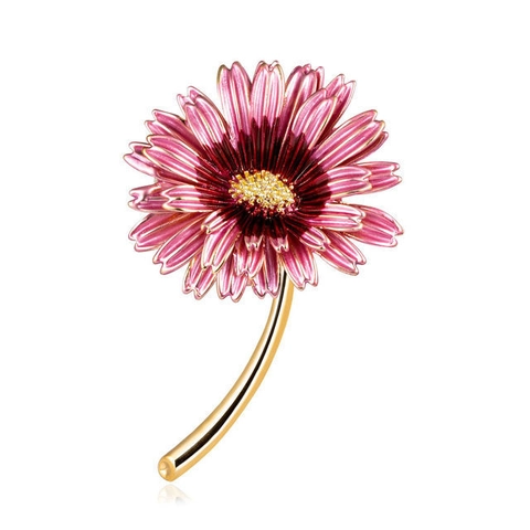 Broche Fleur Marguerite En Alliage Émail Huile Colorée Forme Tournesol Femmes Pull Gilet Robe Accessoire Bijoux