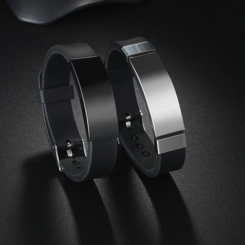 Bracelet Punk Fashion Géométrique en Acier Inoxydable Silicone Réglable pour Hommes Femmes Bijoux Décontractés Quotidiens