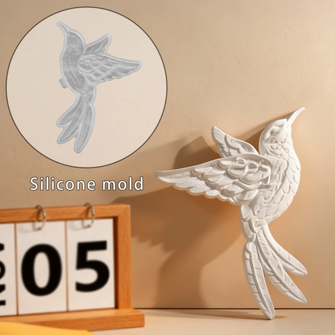 Molde De Silicona De Colibrí Relieve 3D Forma De Pájaro Para Decoración De Pared DIY Yeso Resina Artesanía