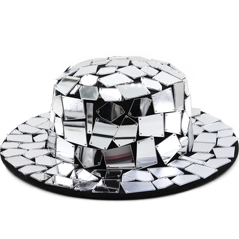 Disco Spiegel Fedora Hut Reflektierende Jazz Kappe Mosaik Bühne Party Performance Mode Accessoire Für Damen Herren