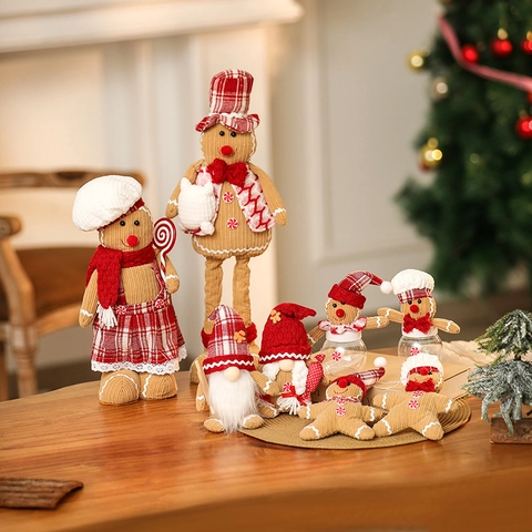 Teleskop Lebkuchenmann Wichtel Weihnachts Plüschfiguren Stoff Cord Stehend Hängend Feiertag Haus Deko Süßigkeit Aufbewahrung