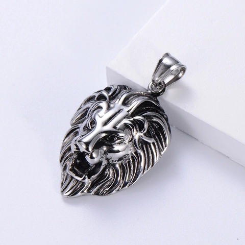 Lion Head Pendant Necklace Men 304 Stainless Steel Vintage Gothic Punk Hip Hop Jewelry Accessory Gift For Boys