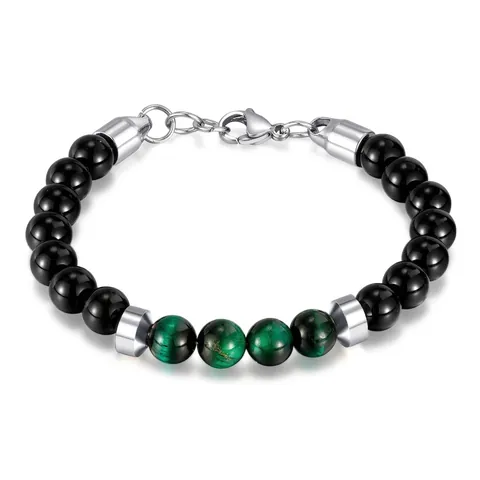 Pulsera De Cuentas Para Hombre Ojo De Tigre Natural Berilo Acero Inoxidable Hecho A Mano Joyería De Moda Regalo