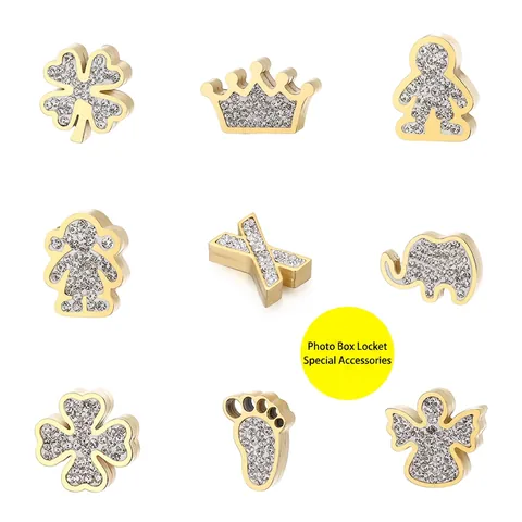 Mini Abalorios Brillantes De Stras Colgantes De Acero Inoxidable Para Relicarios Flotantes Fabricación De Joyas DIY Ángel Trébol Elefante