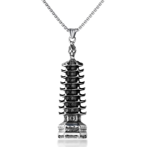 Vintage Stainless Steel Chain Alloy Pendant Necklace For Men Punk Gothic Pagoda Wolf Skull Cross Animal Symbol Jewelry