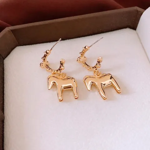 Pony Hangoorbellen Legering Metalen Paardenvorm Minimalistisch C Ring Sieraden Met 925 Sterling Zilveren Oorsteker