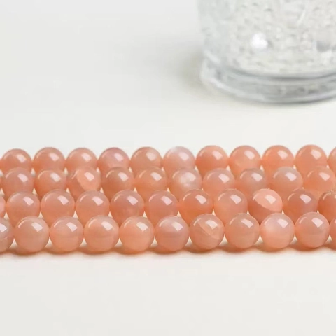 Runde Lose Perlen Natürlicher Sonnenstein Weißer Porzellanstein Für DIY Schmuckherstellung Perlenzubehör Unisex