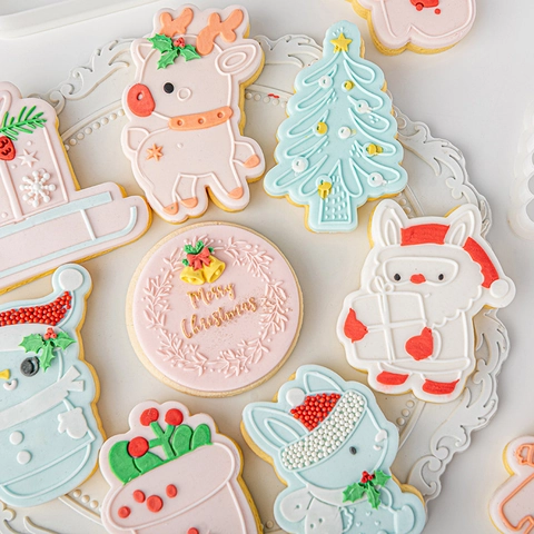 Weihnachten Ausstechformen Set Kunststoff Acryl Schneemann Rentier Weihnachtsmann Lebkuchenmann Baum Für DIY Backen Dekor