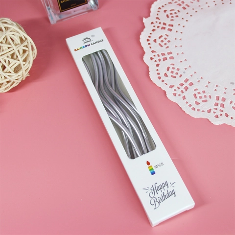 Paraffin Wax Metallic Spiral Birthday Candles Twisted Curve Cake Candles For Party Wedding Anniversary Celebration Decoration