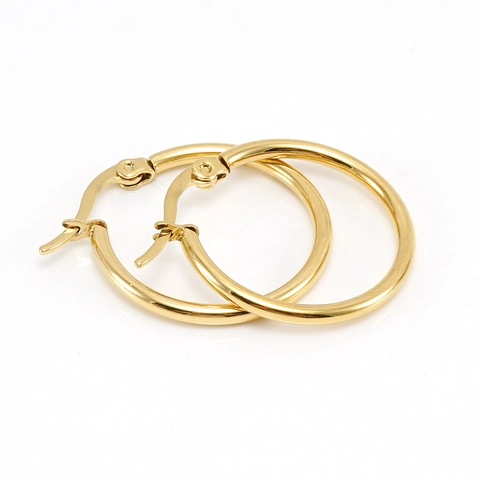 Orecchini A Cerchio In Acciaio Inossidabile Placcati Oro Rotondi Geometrici Grandi Alla Moda Per Donna