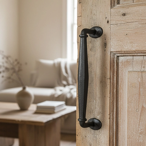 Vintage Cast Iron Door Handle Textured Rustic Industrial Style Pull With Screws For Barn Gate Cabinet Garden Decor