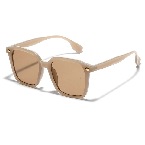 Retro Quadratische Große Rahmen Sonnenbrille UV400 Schutz PC Rahmen Metall Nieten Dekor Mode Unisex Brillen
